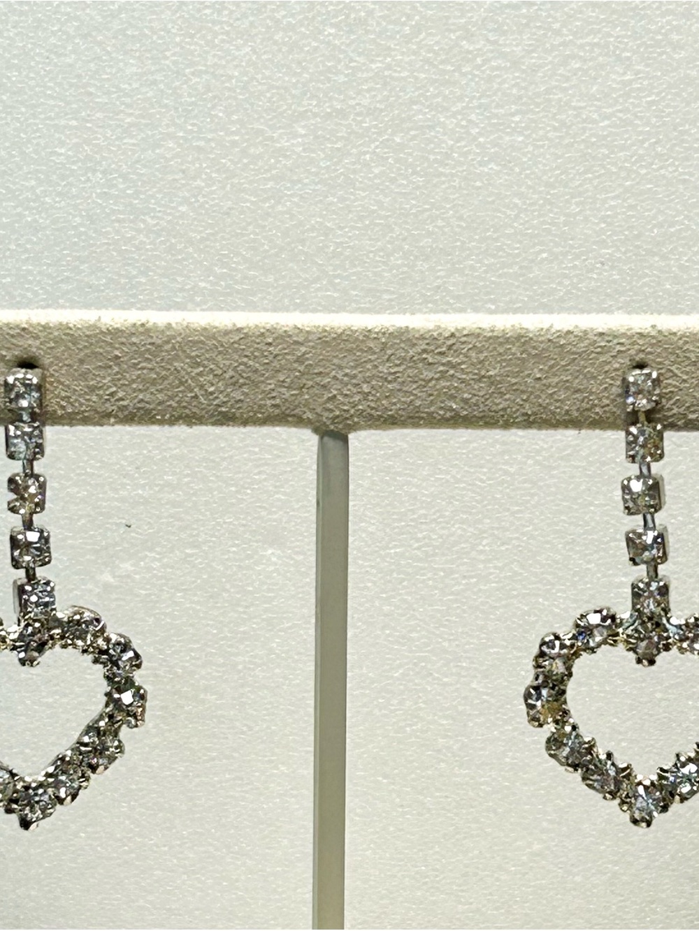 Austrian Crystal Heart Drop Earrings - Silver Tone - Picture 4 of 7